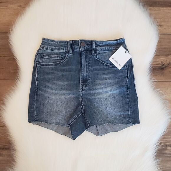O'neill Walker Medium Wash High Rise Raw Hem Denim Shorts Size 26 NWT - Picture 5 of 8